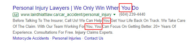 using the keyword "you"